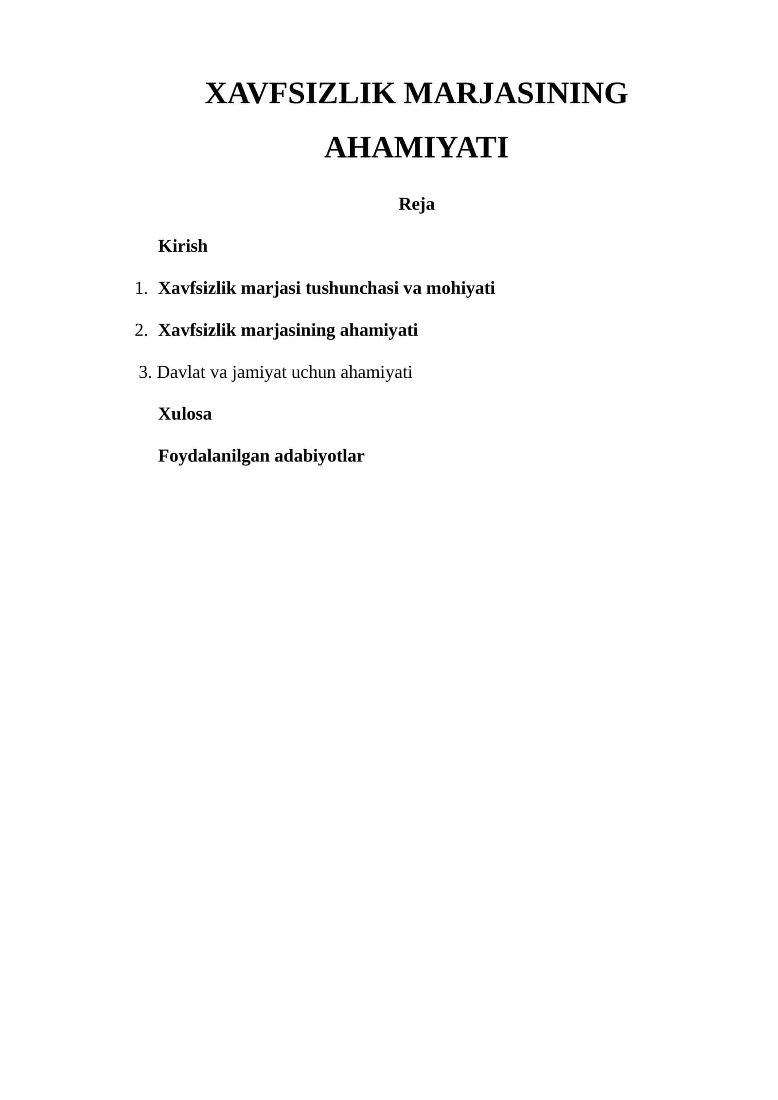 XAVFSIZLIK MARJASINING AHAMIYATI 1