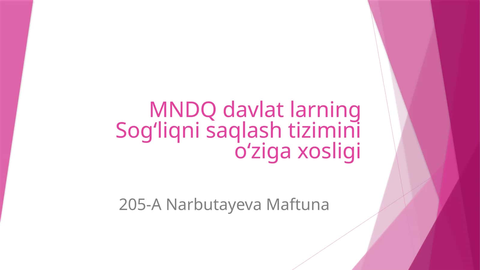 MNDQ davlatlarining Sogʻliqni saqlash tizimining oʻziga xosligi 1