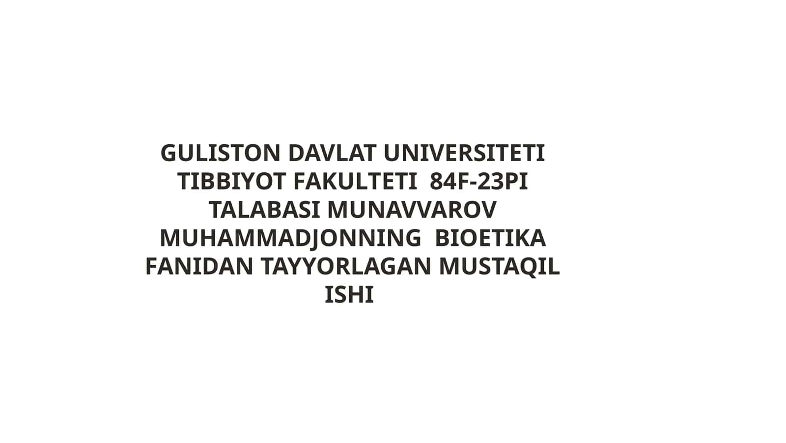 Bioetika fanidan o'quv qo'llanma 1