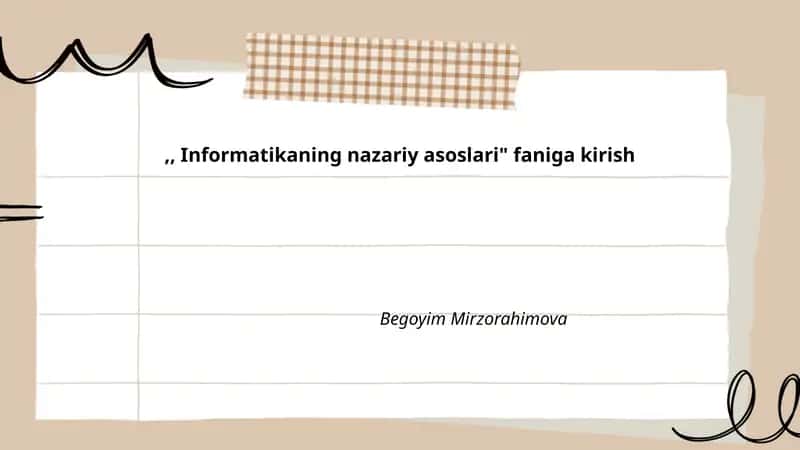 Informatikaning nazariy asoslari 1