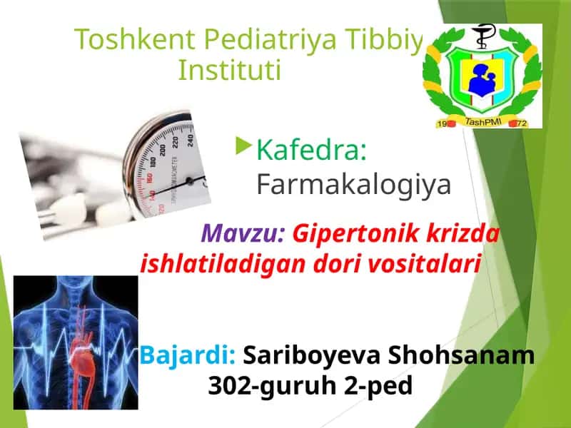 Gipertonik kriizda ishlatiladigan dorivostilari 1