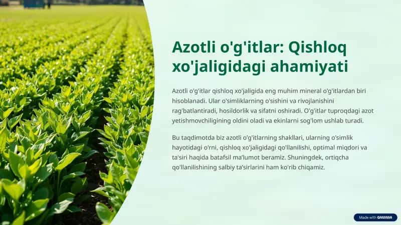Azotli o'g'itlar 1