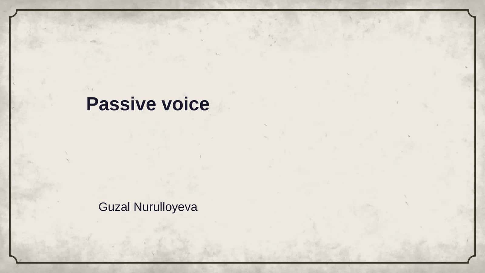 Passive voice 1