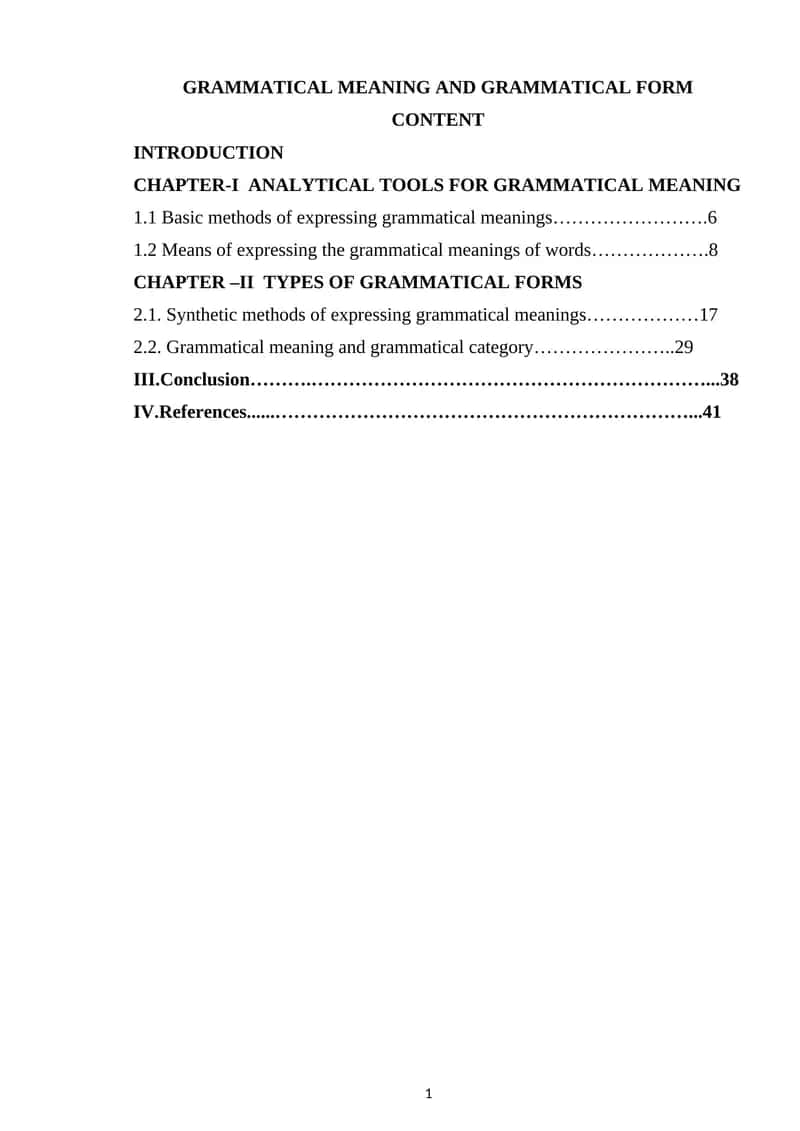 GRAMMATICAL MEANING AND GRAMMATICAL FORM 1
