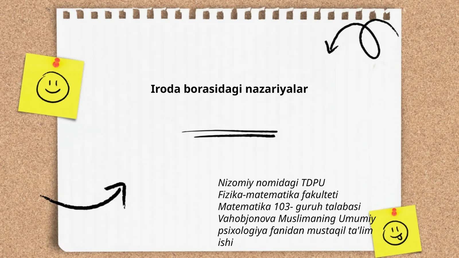 Vahobjonova Muslimaning Umumiy psixologiya fanidan mustaqil ta'lim ishi 1
