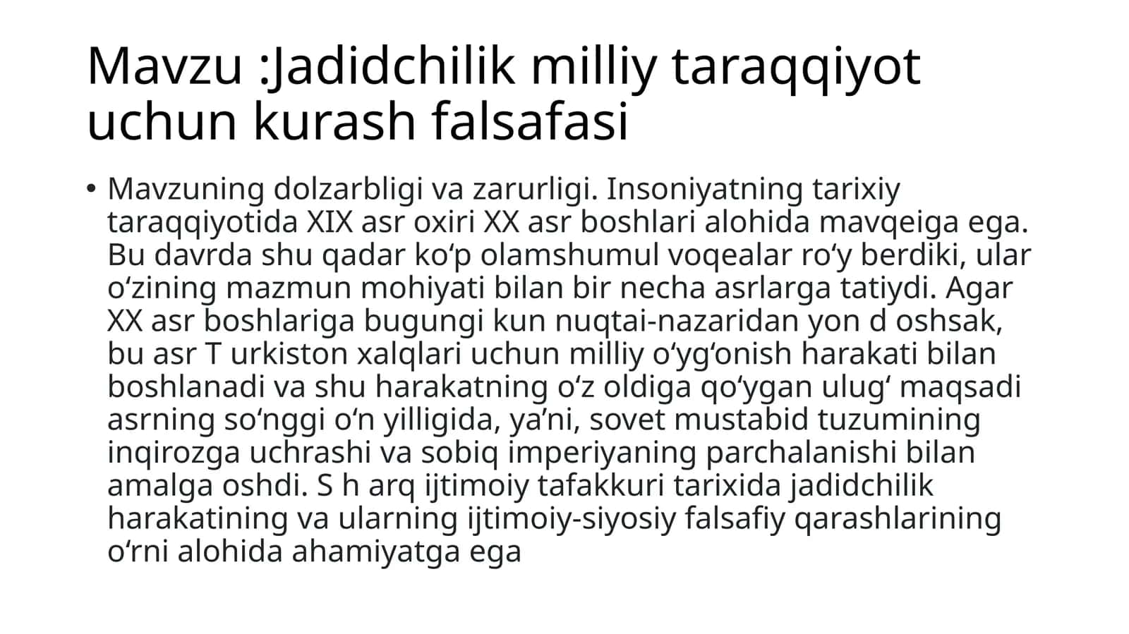 Jadidchilik milliy taraqqiyotu chun kun korash falsafasi 1