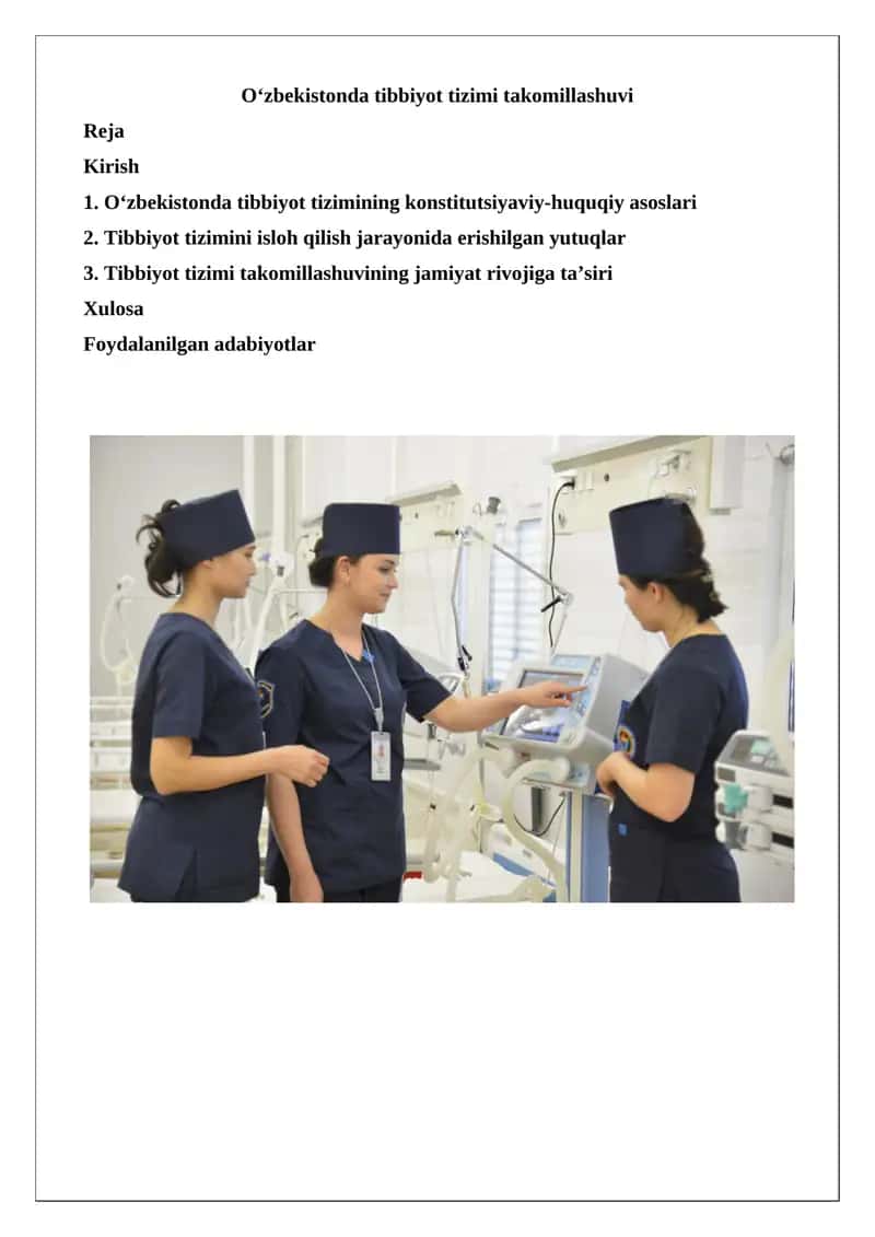 O‘zbekistonda tibbiyot tizimi takomillashuvi 1