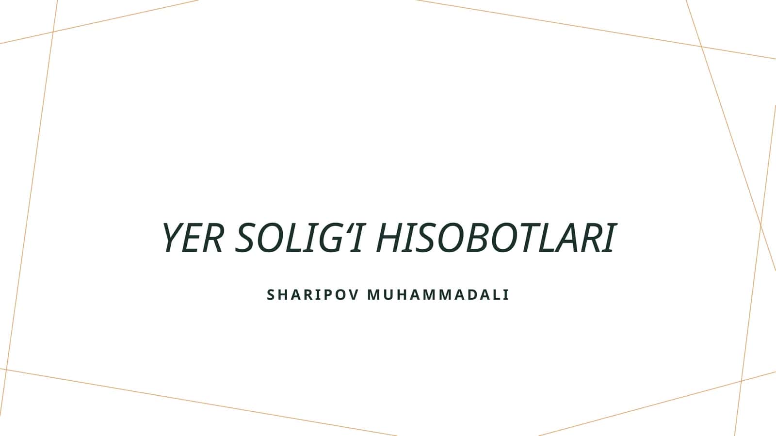 Yer soligʻi hisobotlari 1