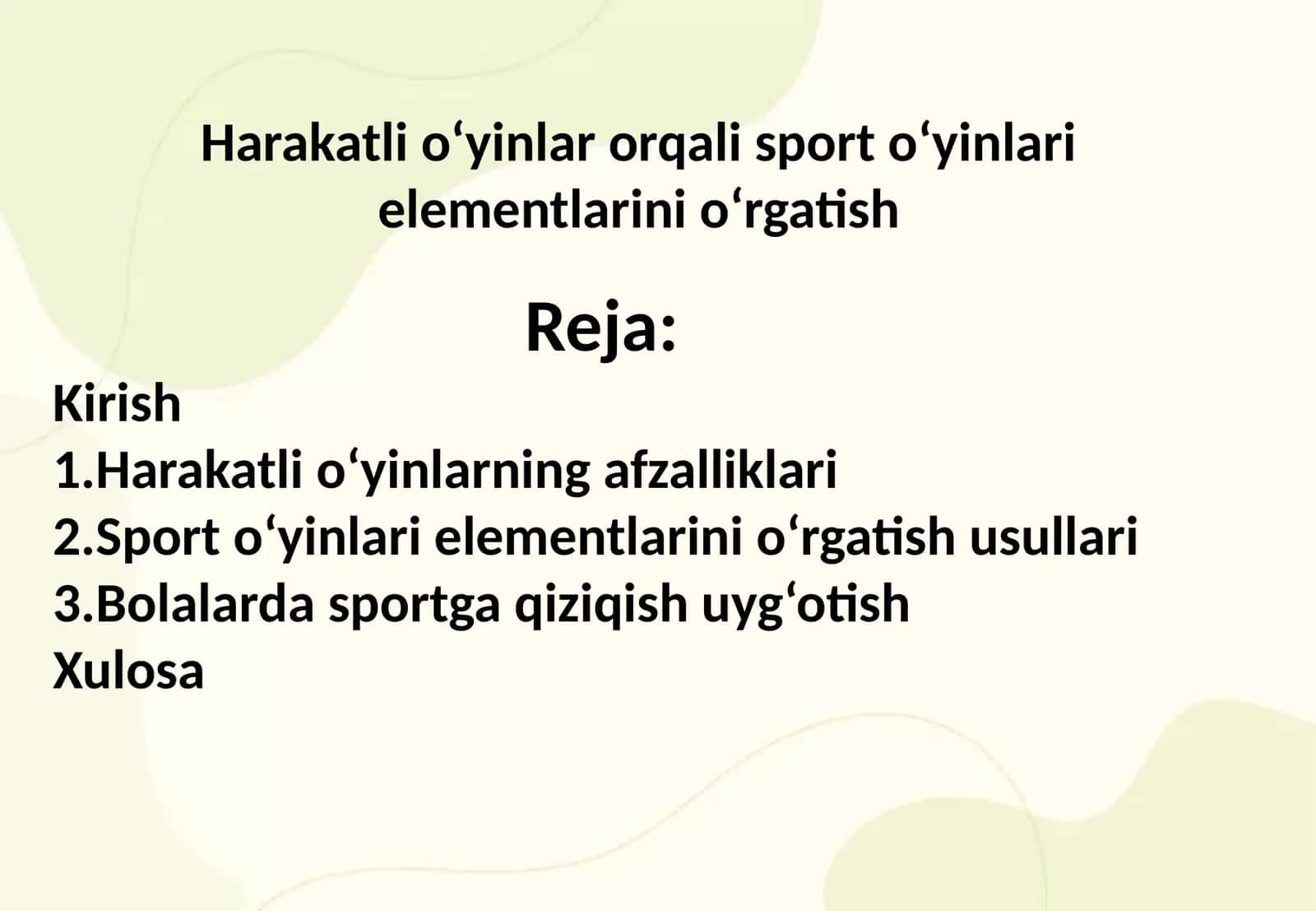 Harakatli o‘yinlar orqali sport o‘yinlari elementlarini o‘rgatish 1