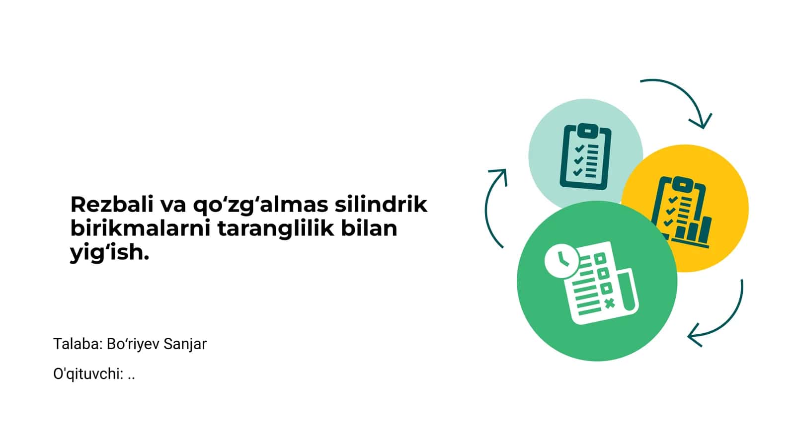 Rezbali va qoʻzgʻalmas silindrik birikmalarni taranglilik bilan yigʻish 1