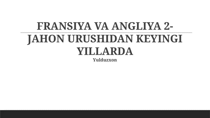 Ikkinchi Jahon Urushi Haqida 1