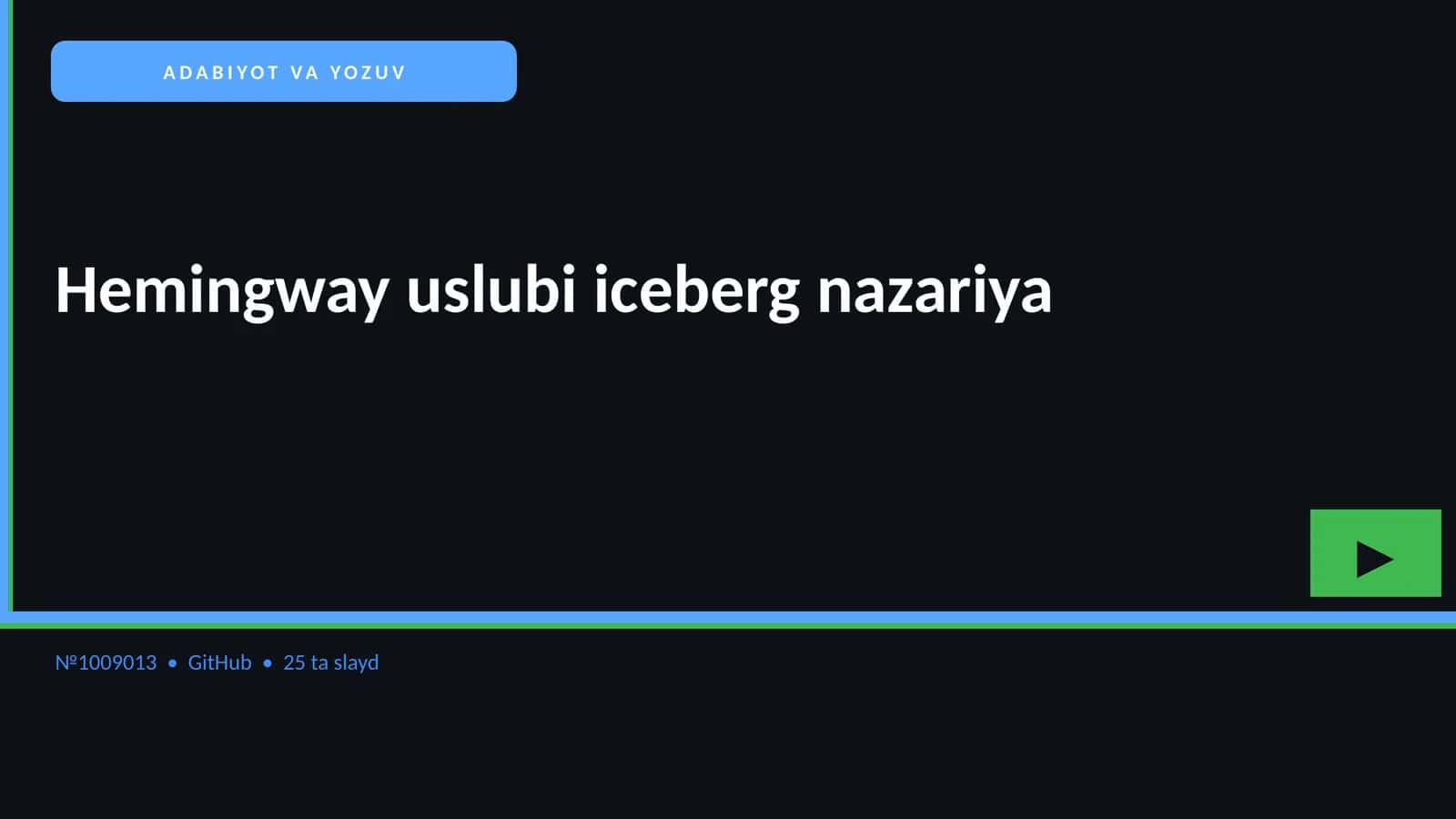 Hemingway uslubi iceberg nazariya 1