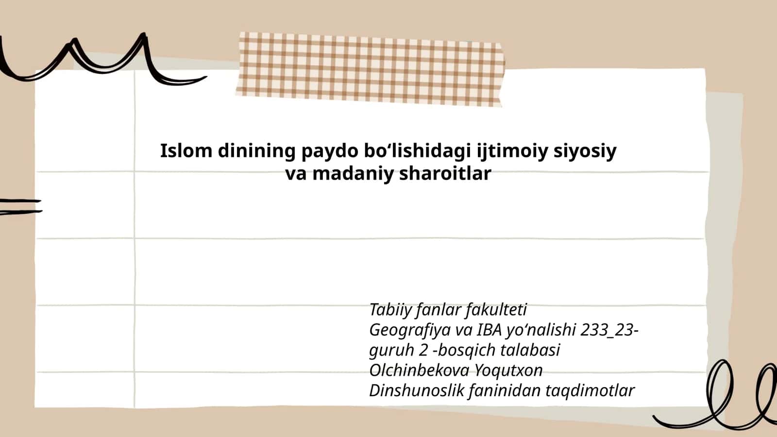 Dinshunoslik faninidan taqdimotlar 1