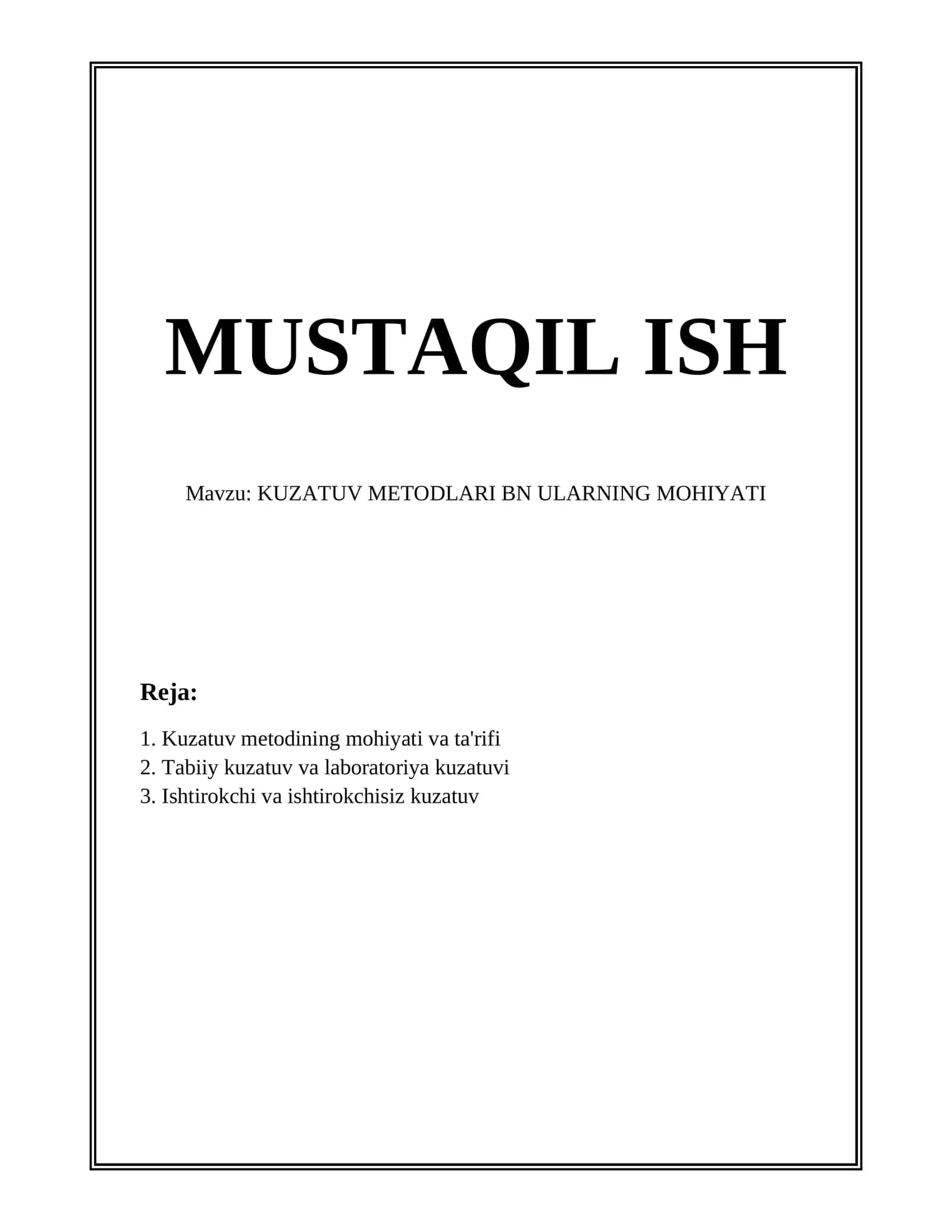 KUZATUV METODLARI BN ULARNING MOHIYATI 1