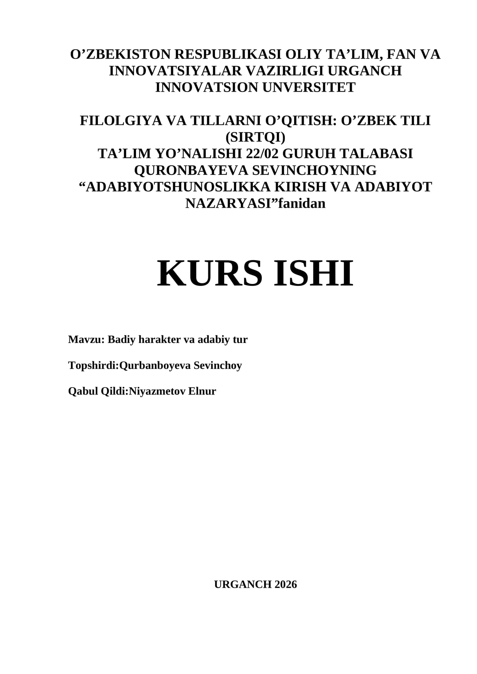 Badiy harakter va adabiy tur 1