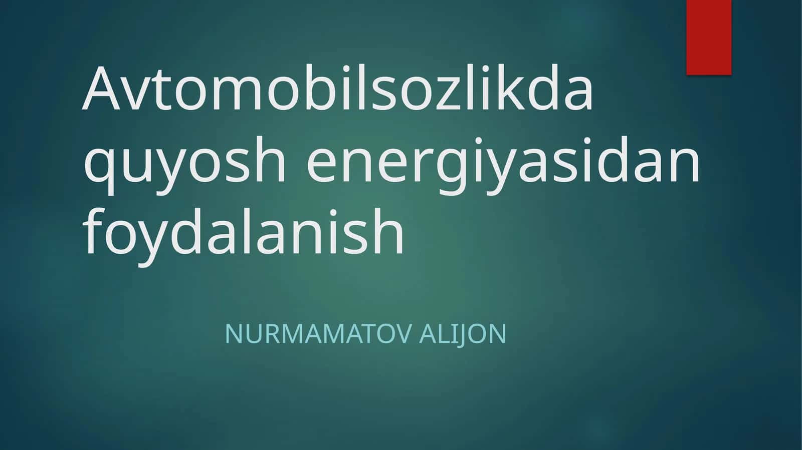 Avtomobilsozlikda quyosh energiyasidan foydalanish 1