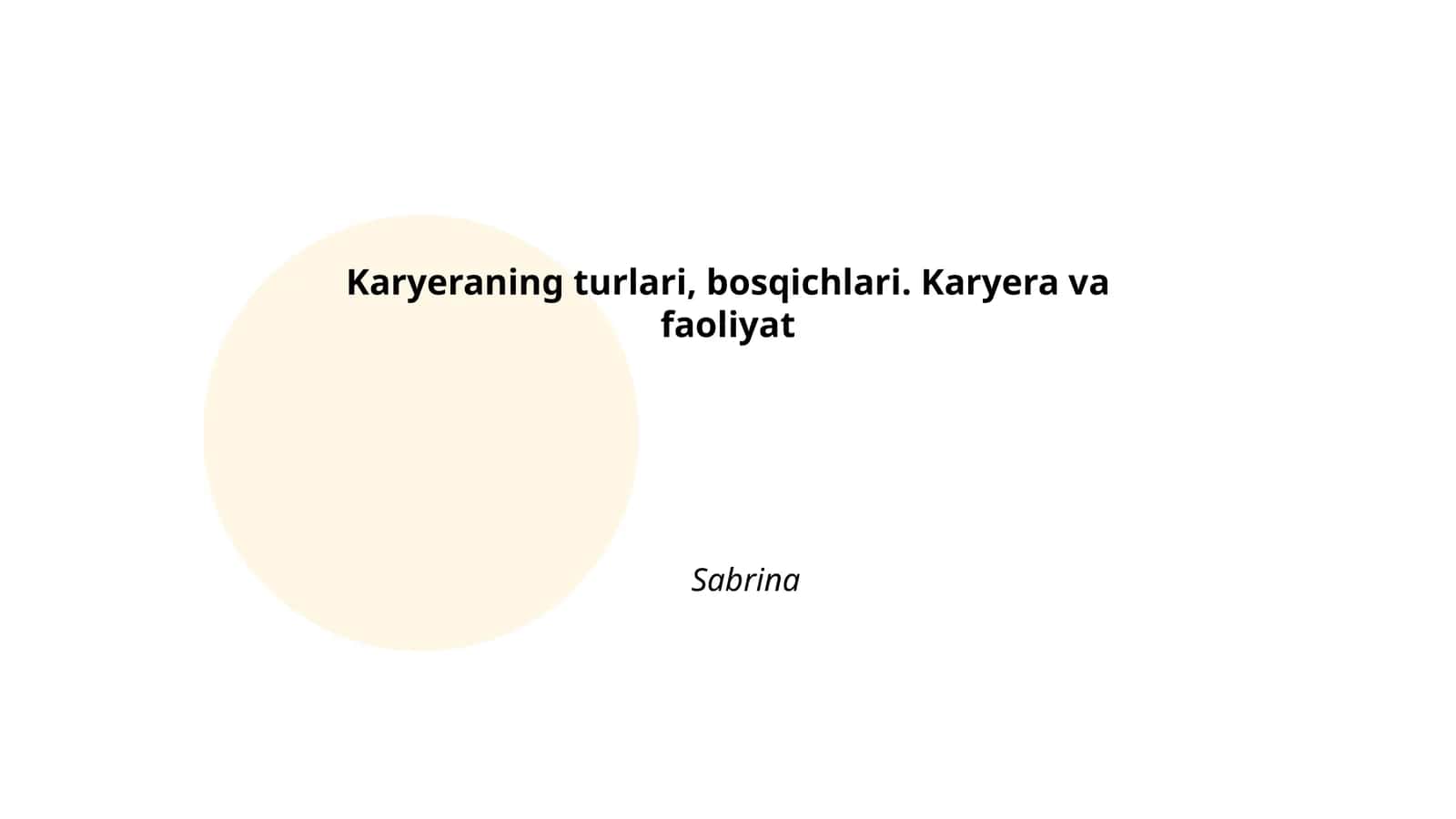Kasbiy karyera asoslari 1