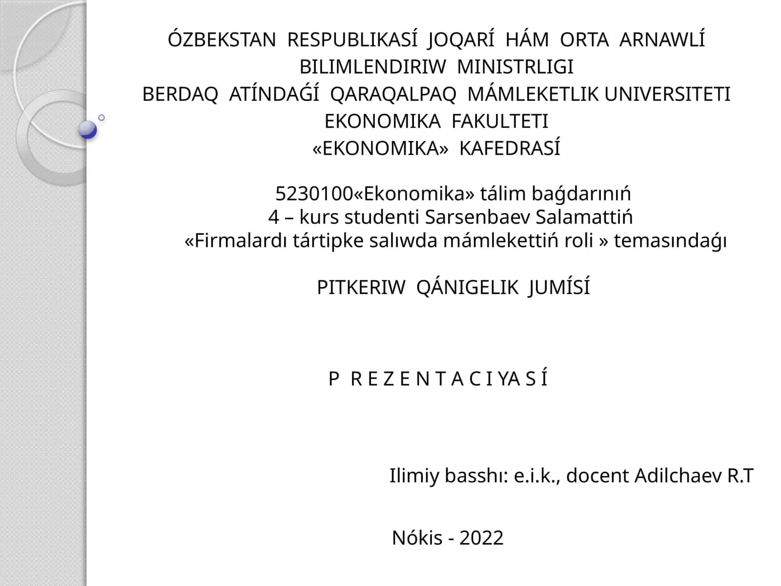 PITKERIW QÁNIGELIK JUMÍSÍ 1