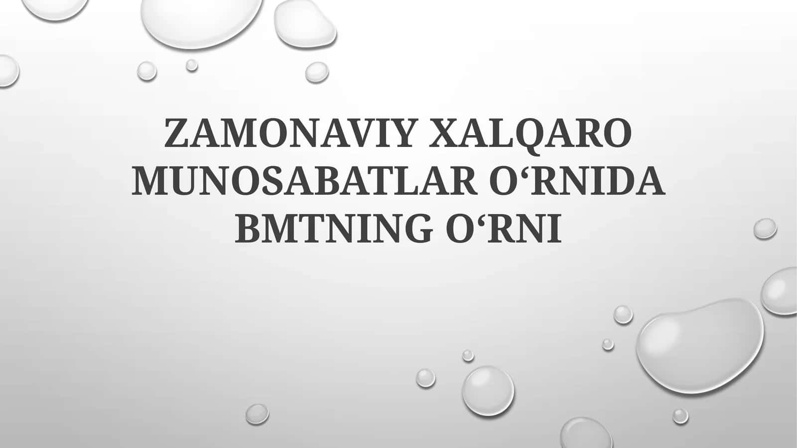 ZAMONAVIY XALQARO MUNOSABATLAR 1