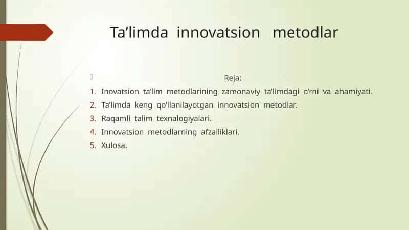 Ta’limda  innovatsion   metodlar 1