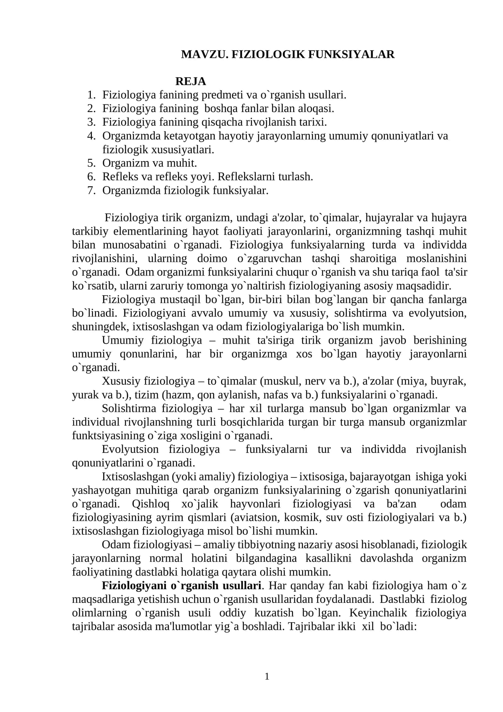 FIZIOLOGIK FUNKSIYALAR 1
