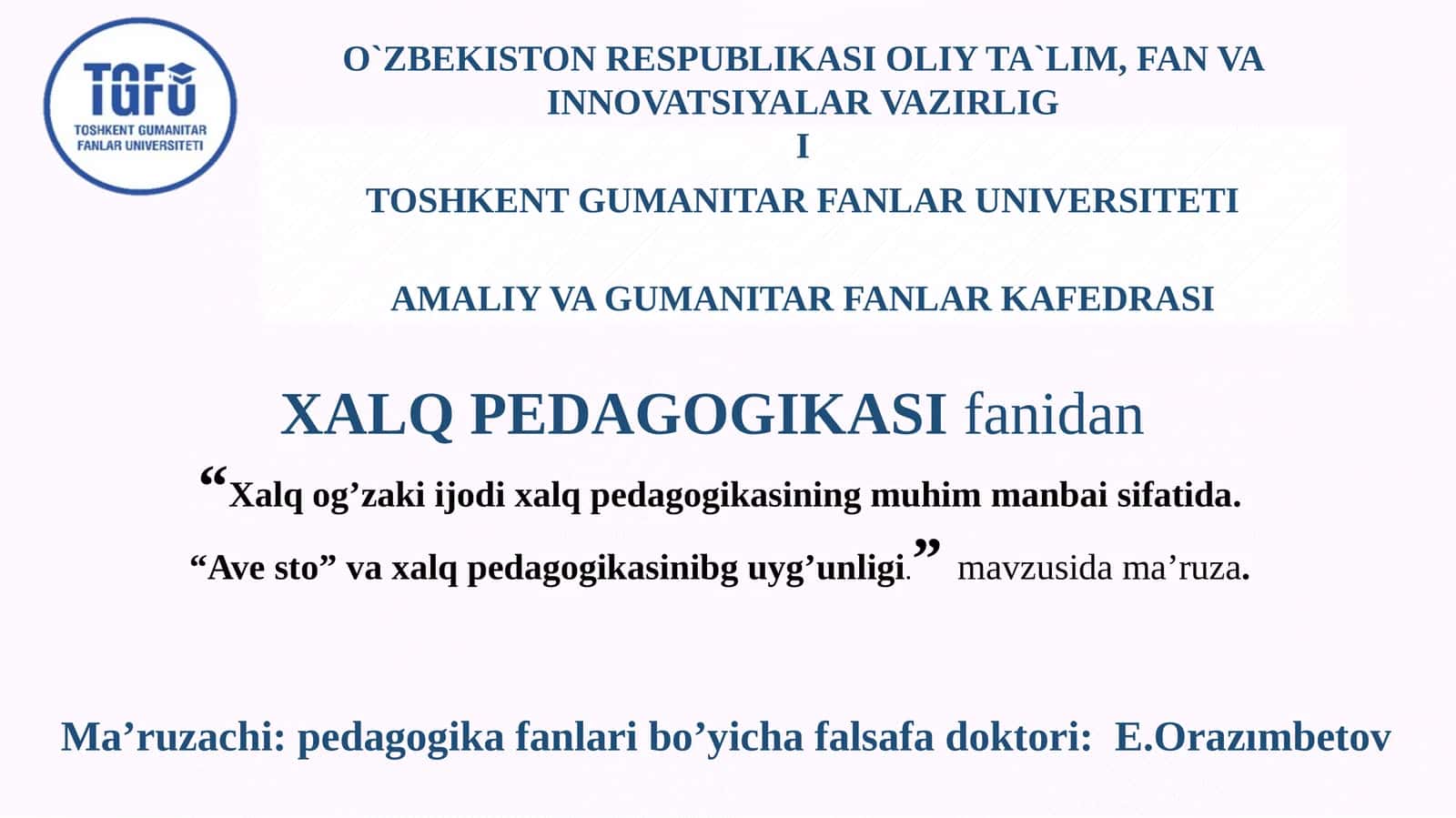 Xalq Pedagogikasi haqida 1
