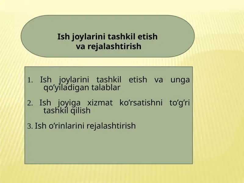 Ish joylаrini tаshkil etish vа rejalashtirish 1