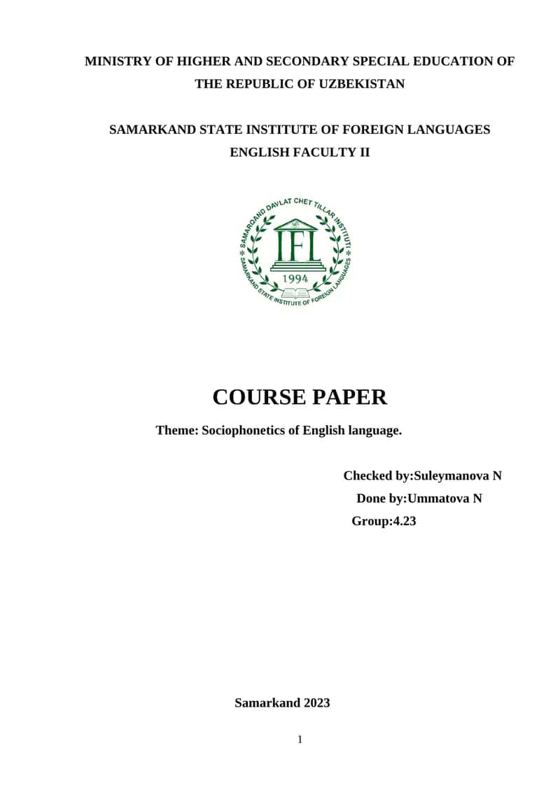Sociophonetics of English language 1