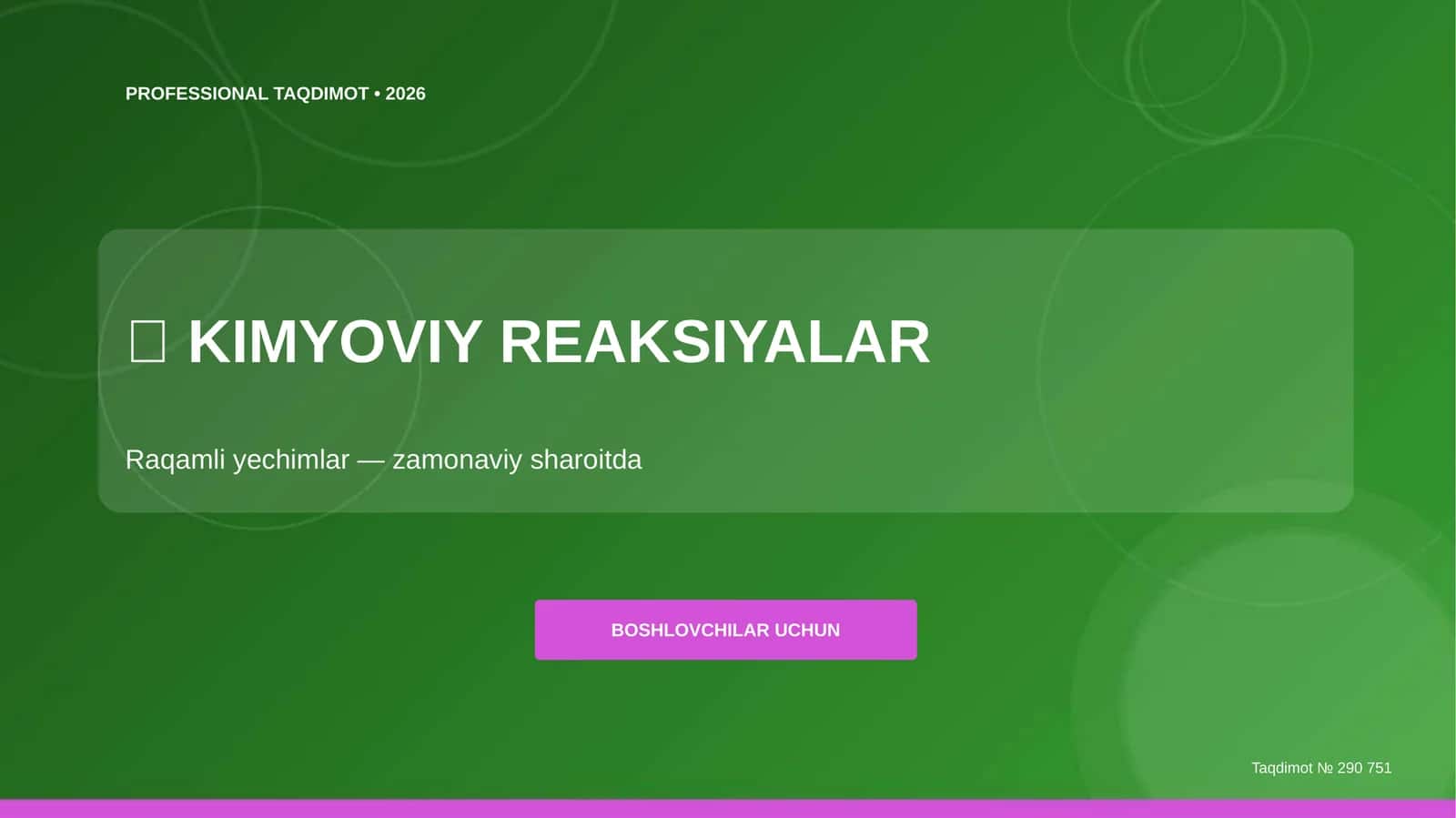 KIMYOVIY REAKSIYALAR Raqamli yechimlar 1