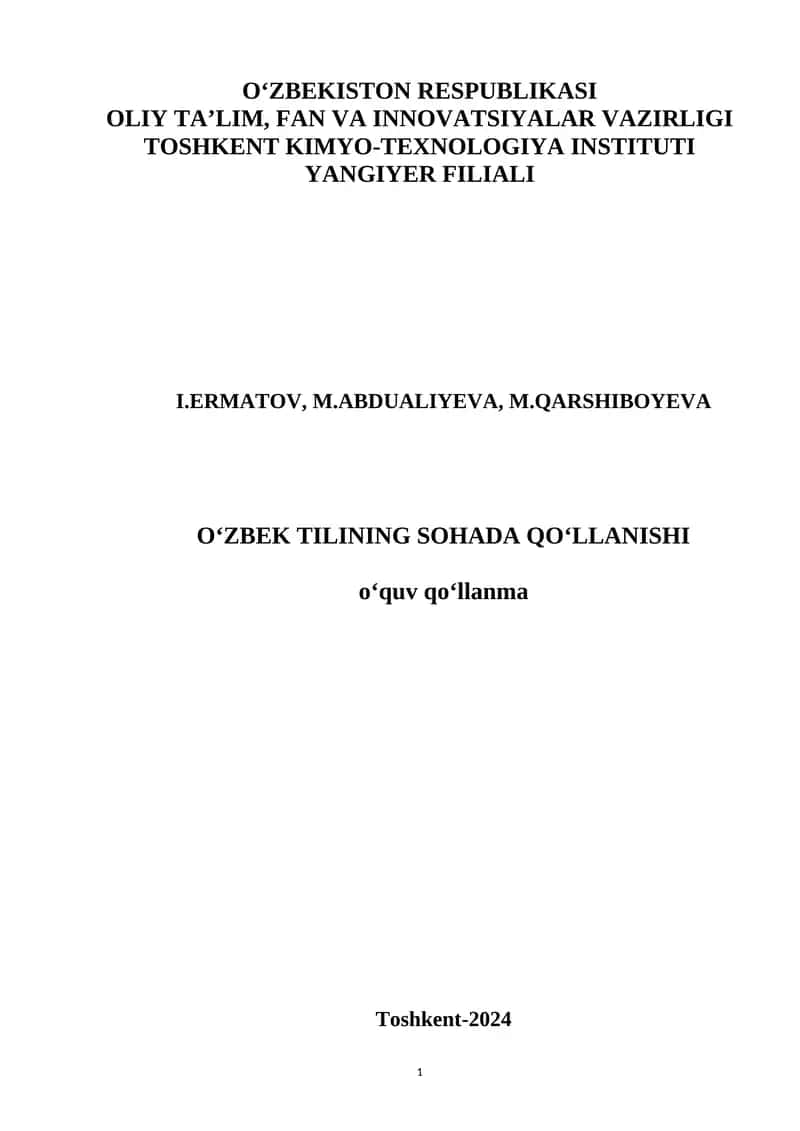 O‘zbek tilining sohada Qo‘llanishi 1