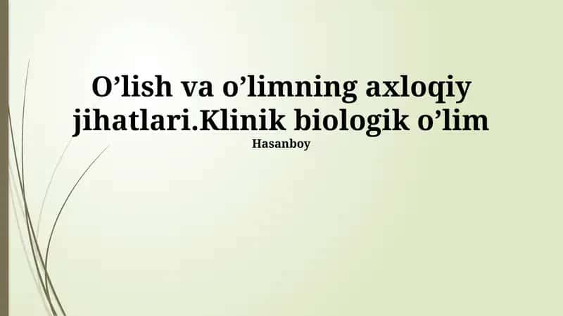 Klinik biologik o’lim 1