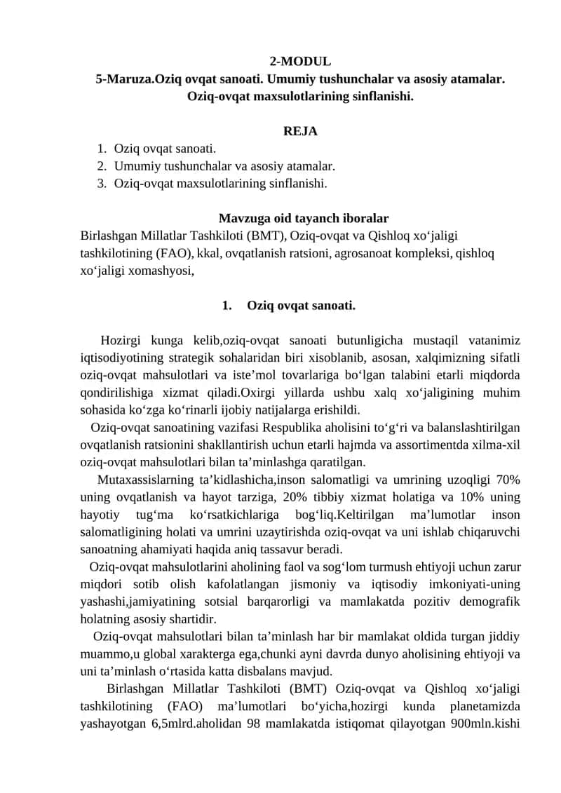 Oziq ovqat sanoati 1