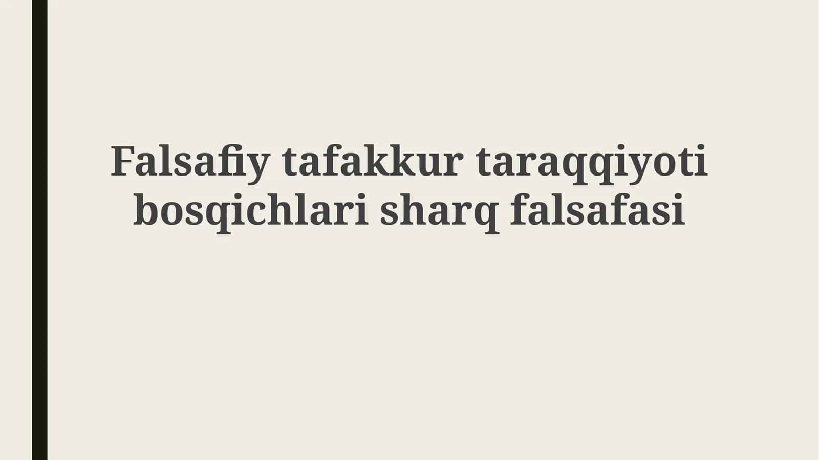 Sharq falsafasi 1