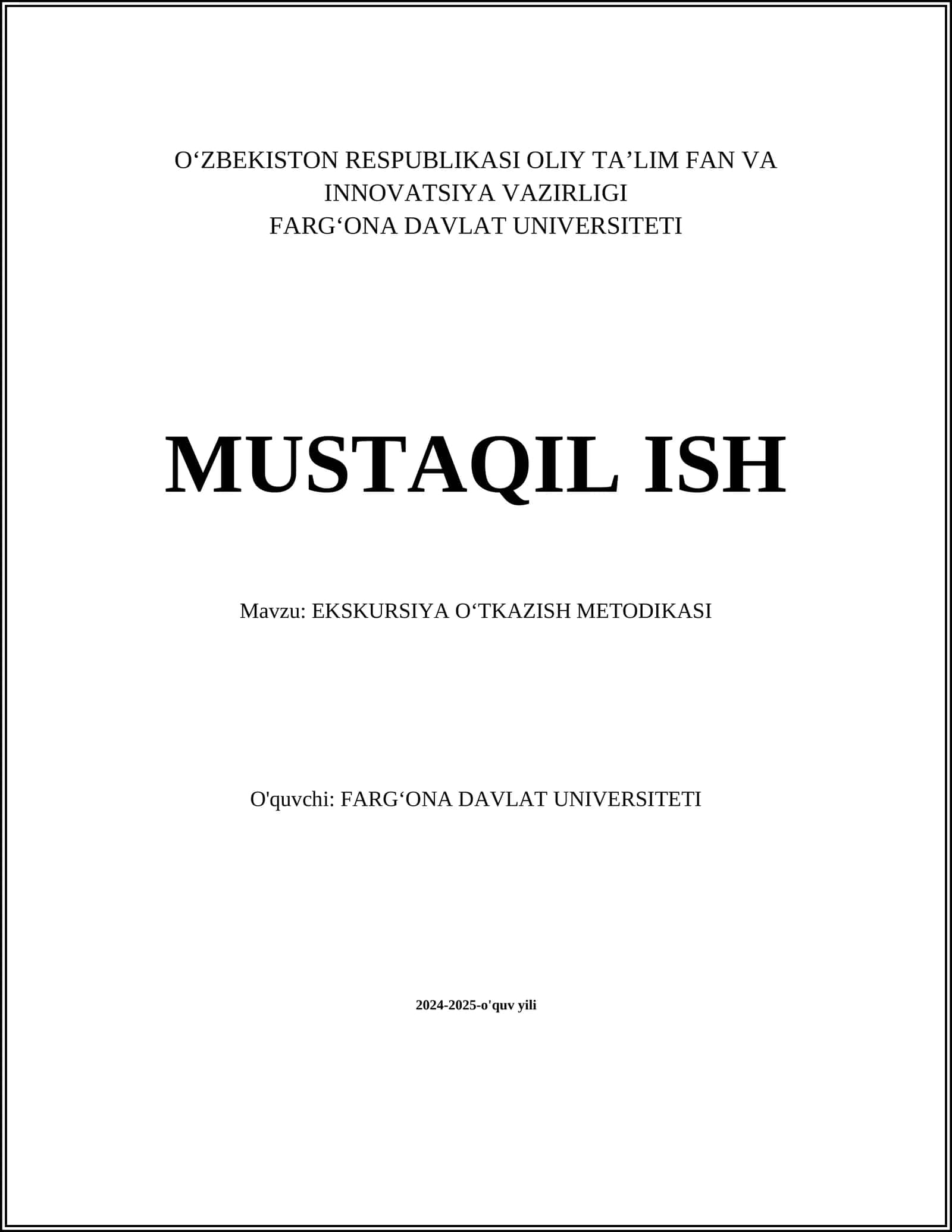 EKSKURSIYA OʻTKAZISH METODIKASI 1