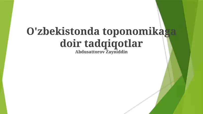 O'zbekistonda toponomikaga doir tadqiqotlar 1