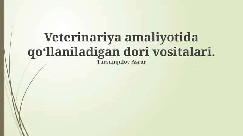 Veterinariya dori vositalari 1