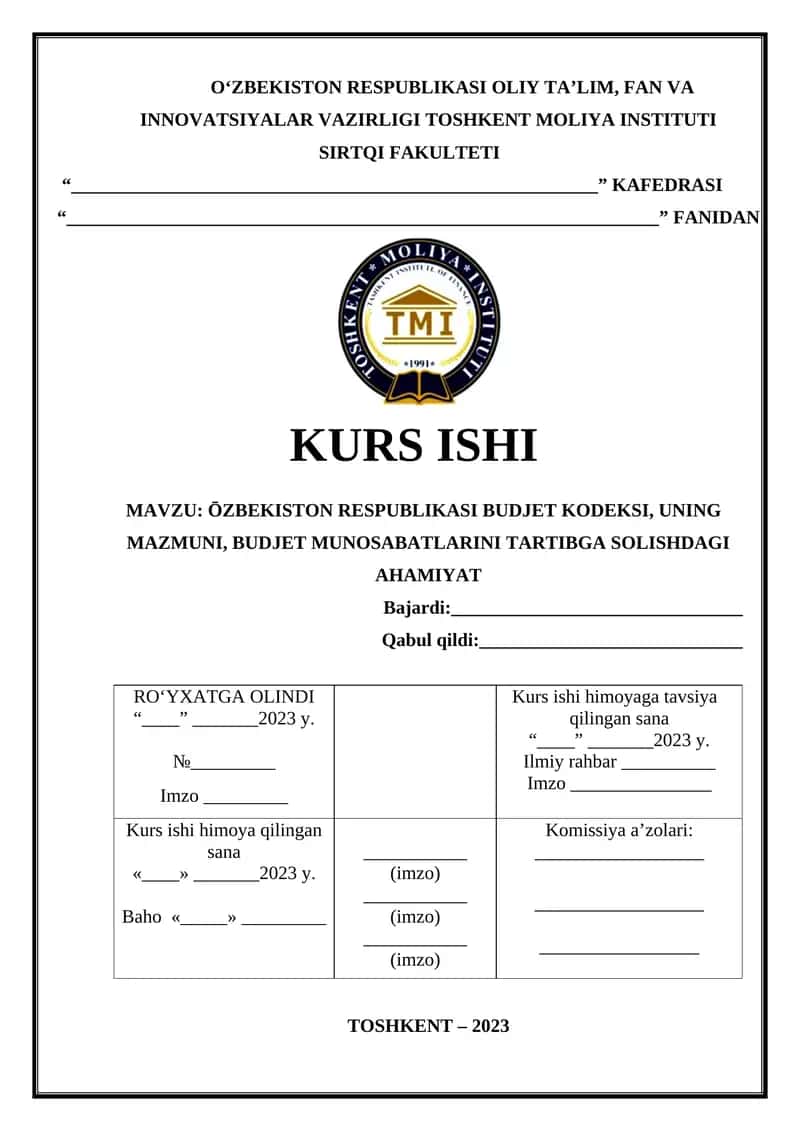 ŌZBEKISTON RESPUBLIKASI BUDJET KODEKSI 1