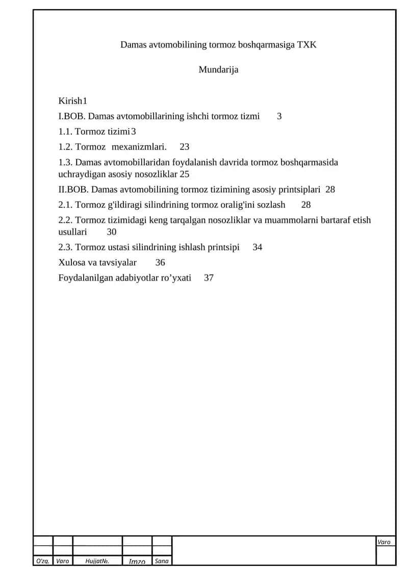 Damas avtomobilining tormoz tizimi 1