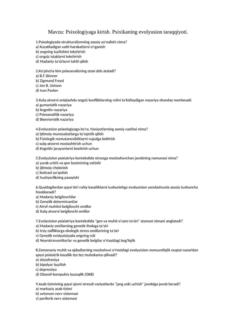 psixologiyaga oid 100 ta test 1