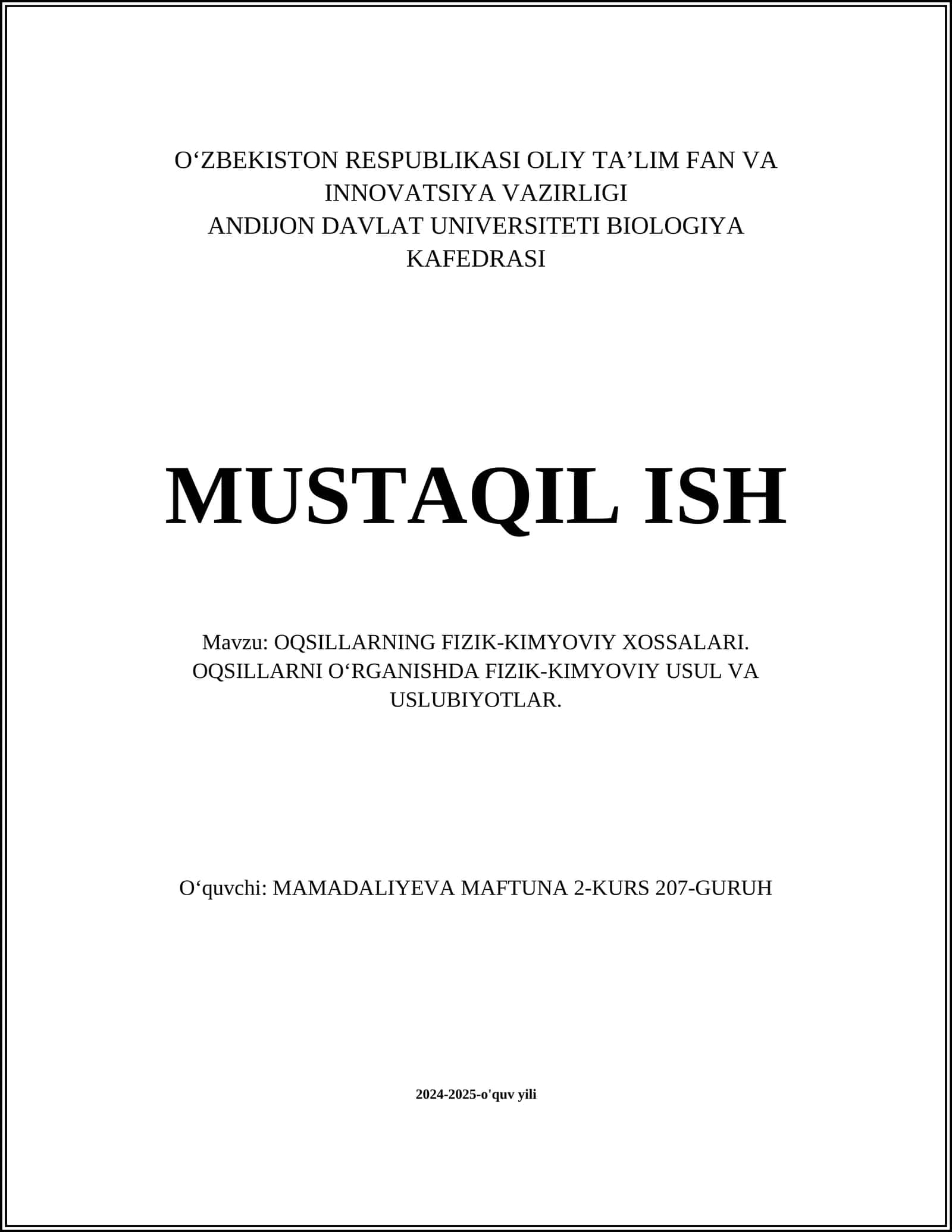 Oqsillarning Fizik-Kimyoviy Xossalari 1