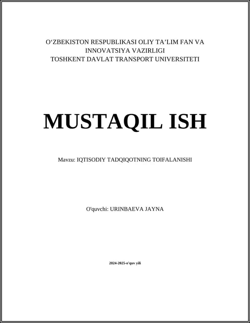 Makroiqtisodiy Tadqiqotlar 1