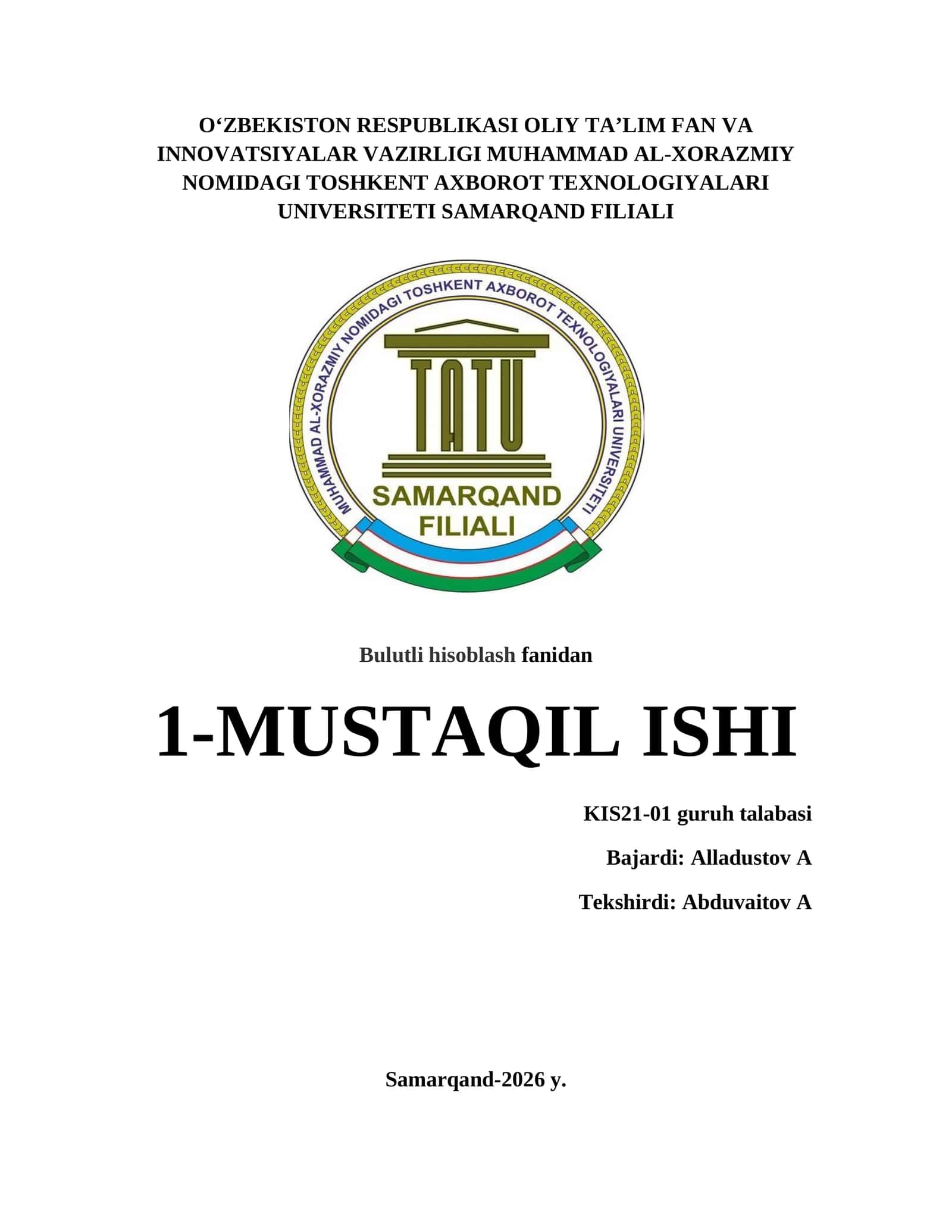 Bulutli hisoblash fanidan 1