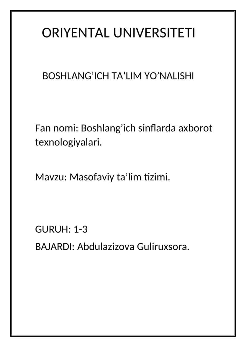 Masofaviy ta’lim tizimi 1