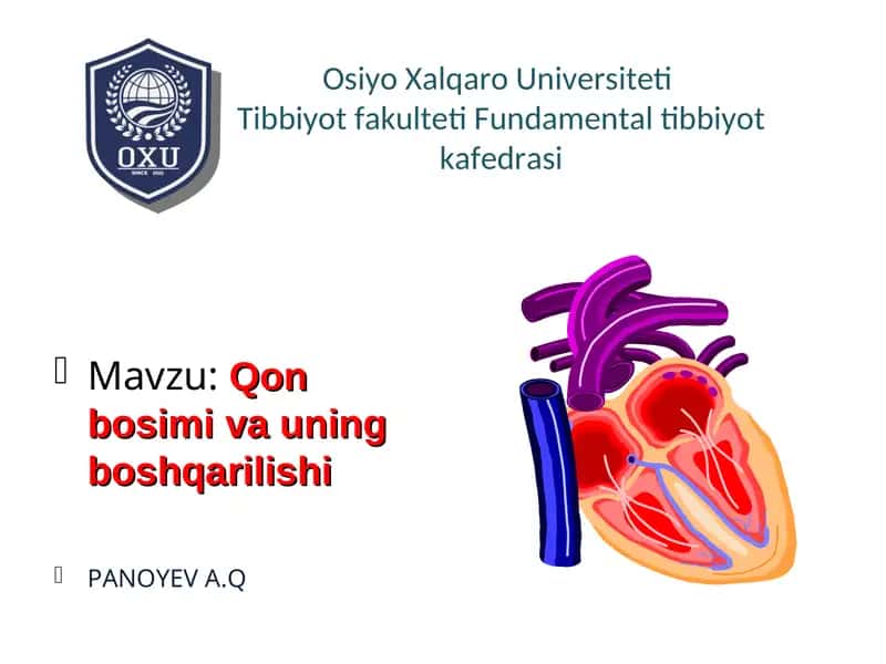 Qon bosimi va uning boshqarilishi 1
