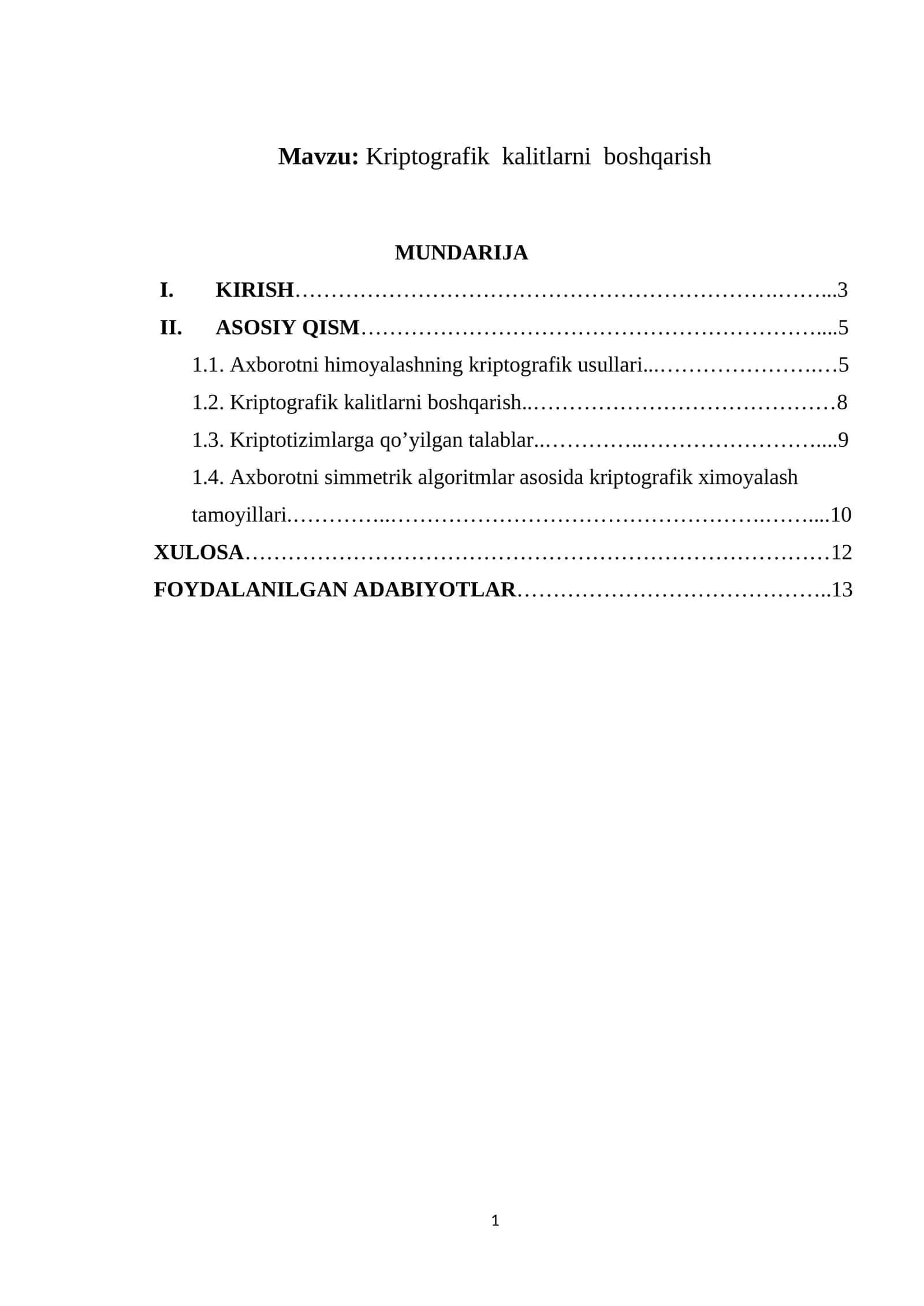 Kriptografik kalitlarni boshqarish 1
