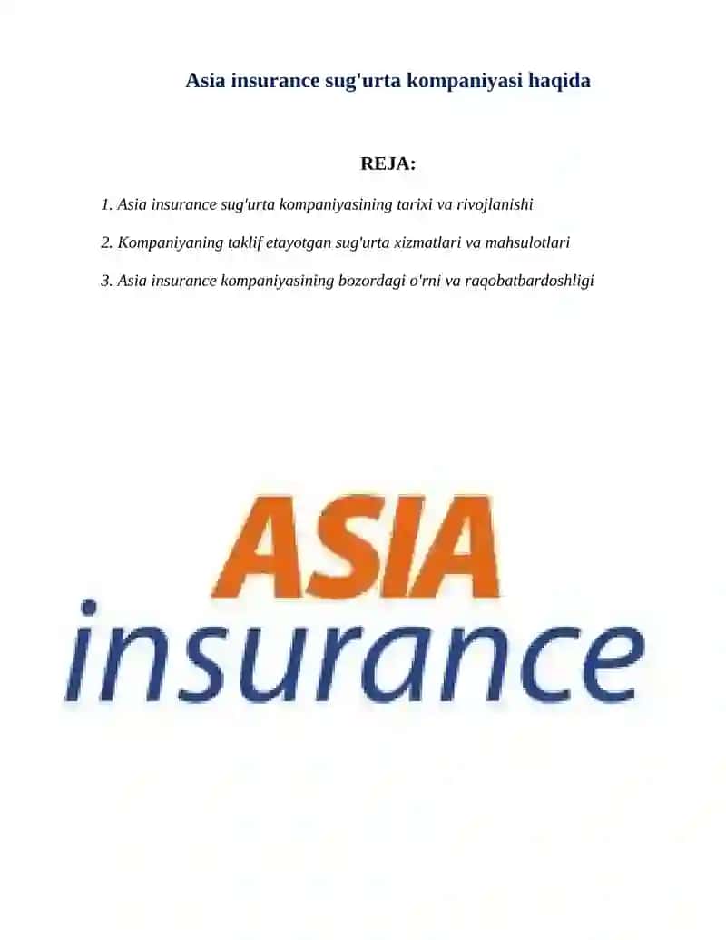 Asia insurance sug'urta kompaniyasi