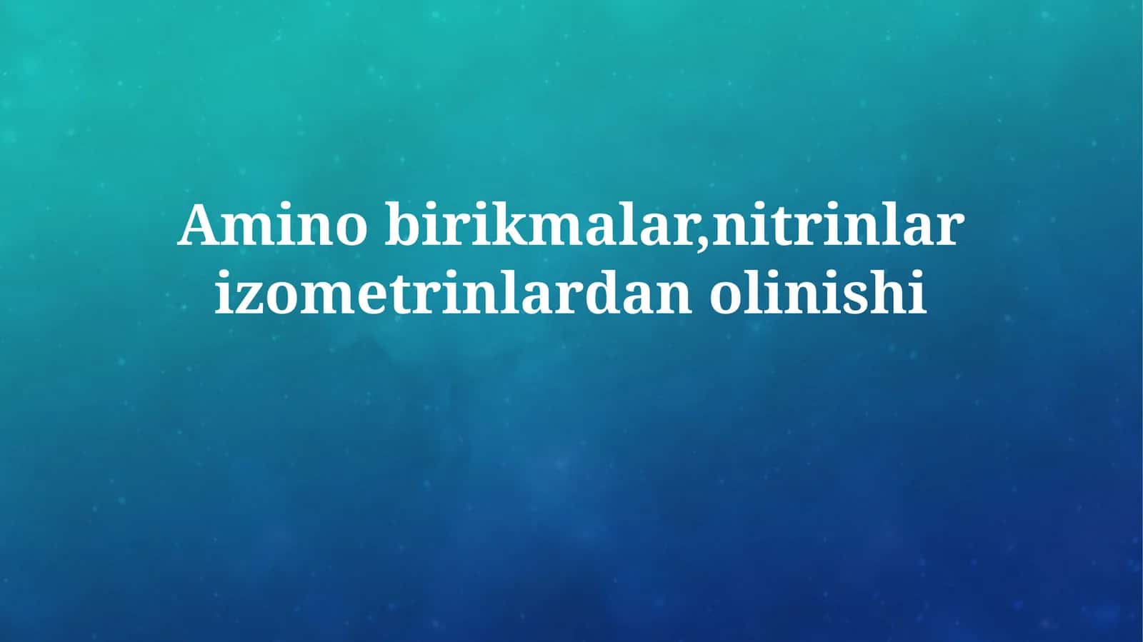 Aminokislotalar: Umumiy Ma'lumotlar 1
