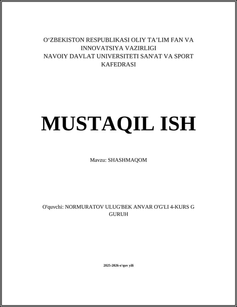 SHASHMAQOM 1