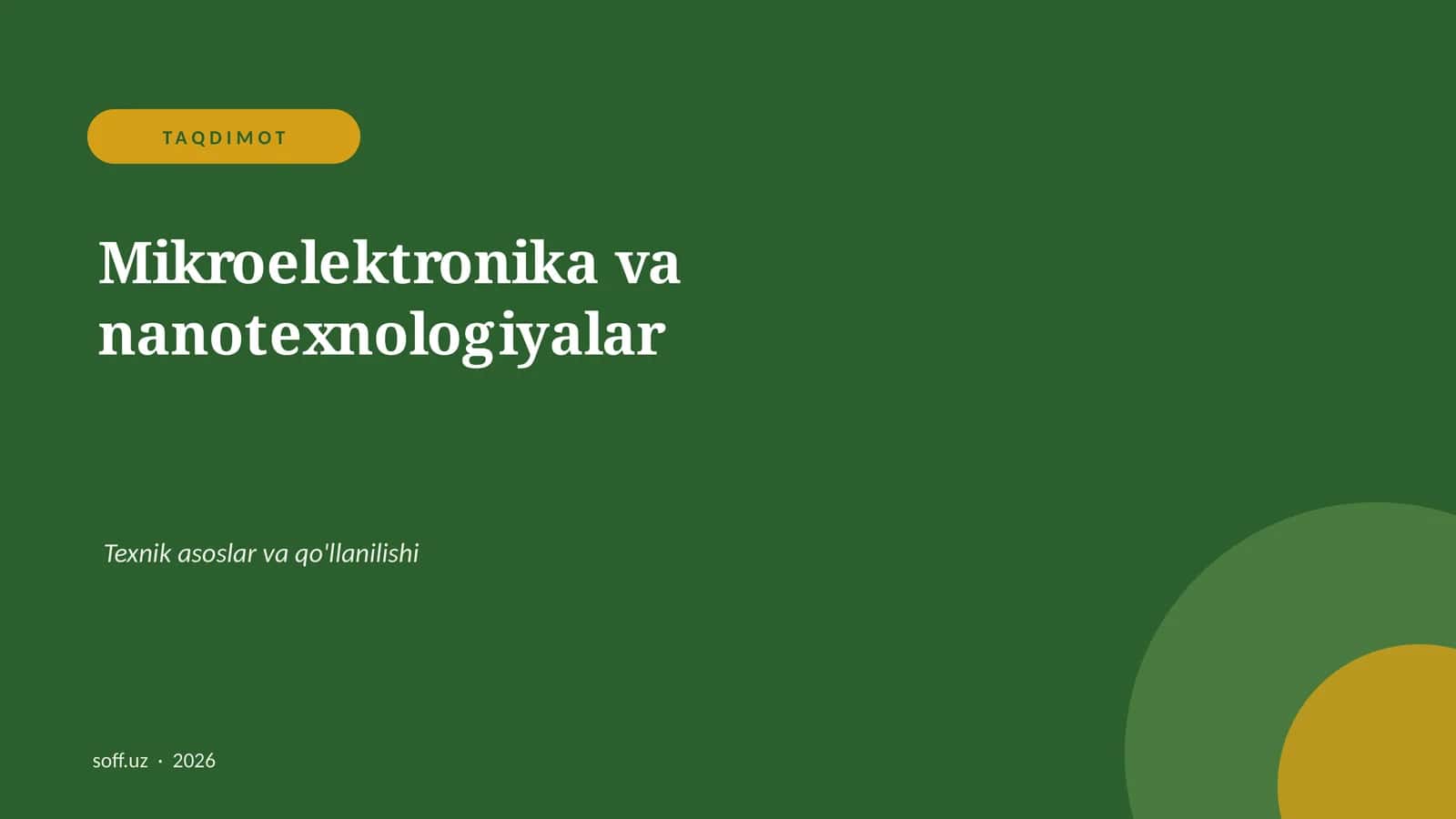 Mikroelektronika va nanotexnologiyalar 1