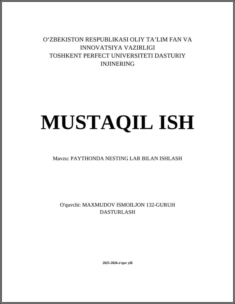PAYTHONDA NESTING LAR BILAN ISHLASH 1